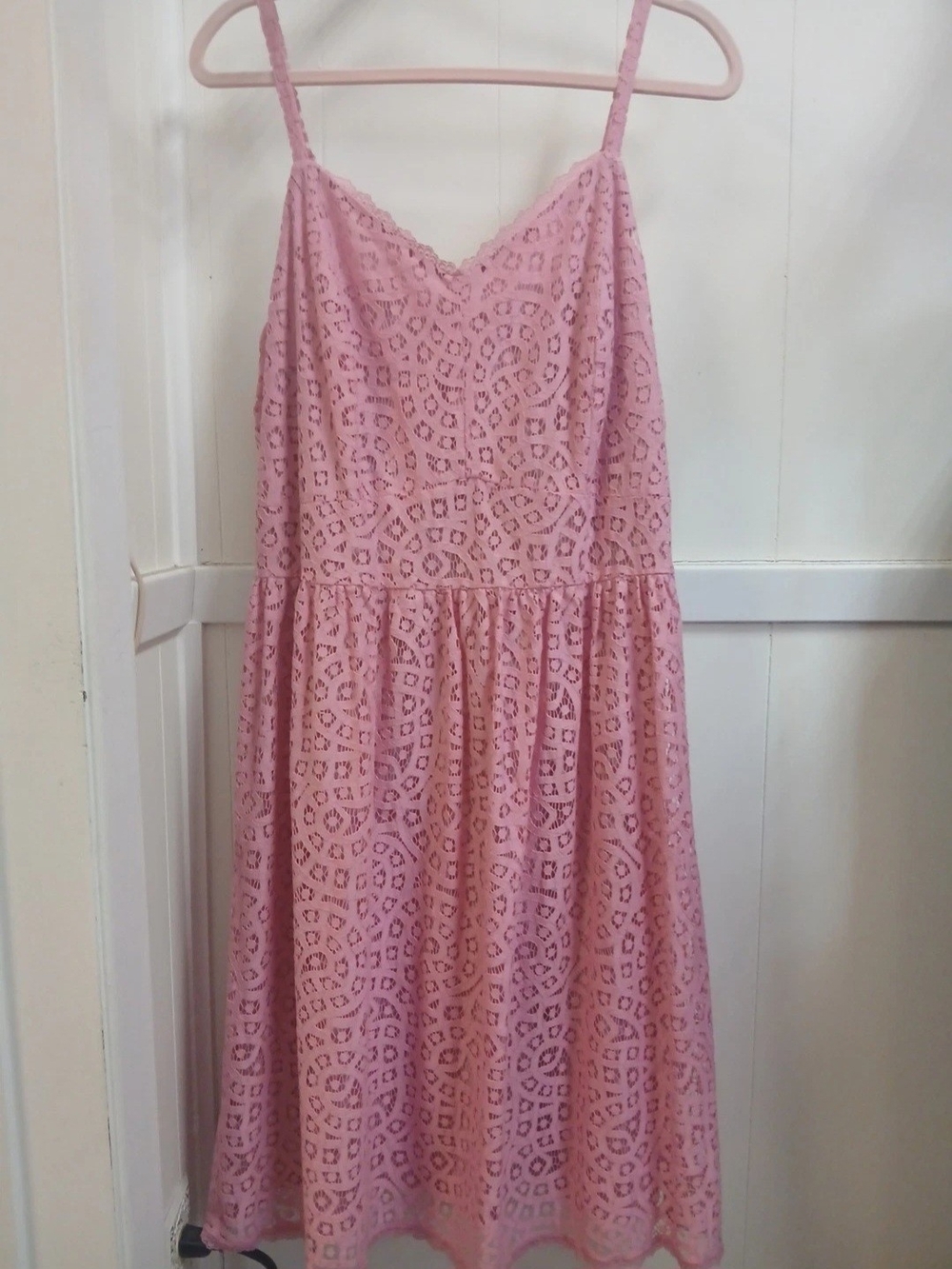 Ashley Nell Tipton Pink Lace Camisole Dress